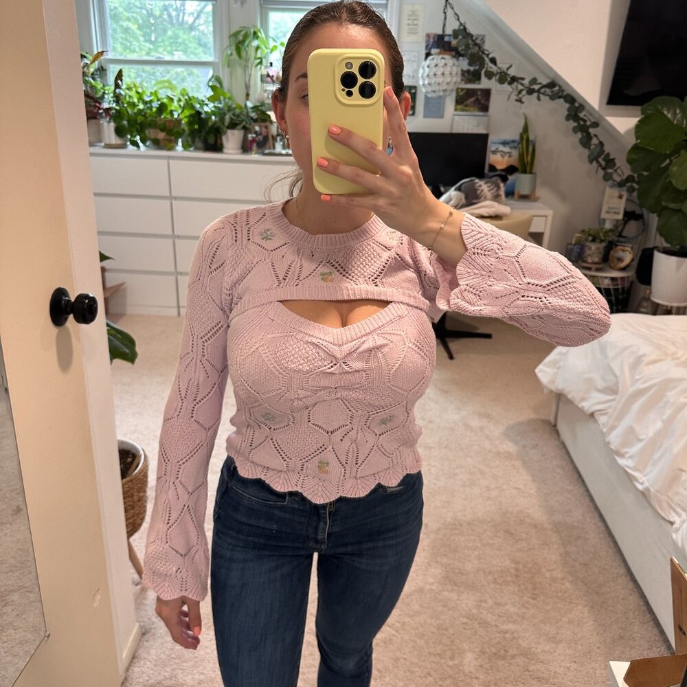 Freshman 1996 Pink Knitted Sweater Tank Top SMALL 2 Piece Set